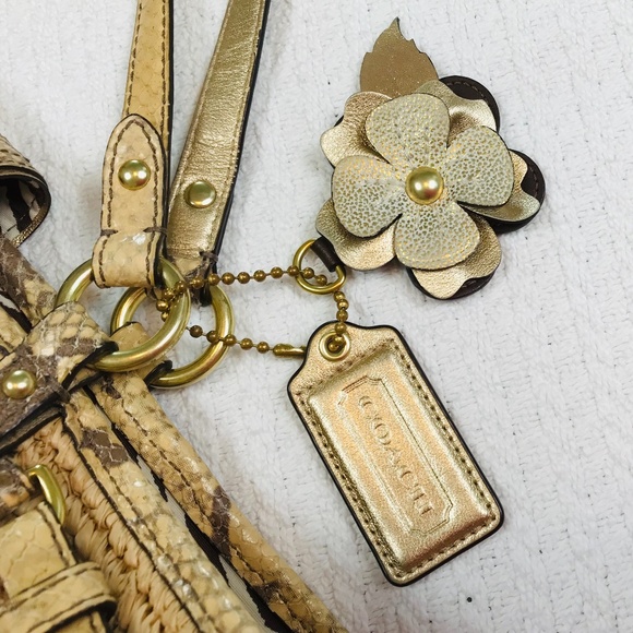 Coach Tan and Brown Woven Shoulder Bag - Picture 5 of 14